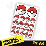 Pokeball uzlīmju komplekts 1x A4